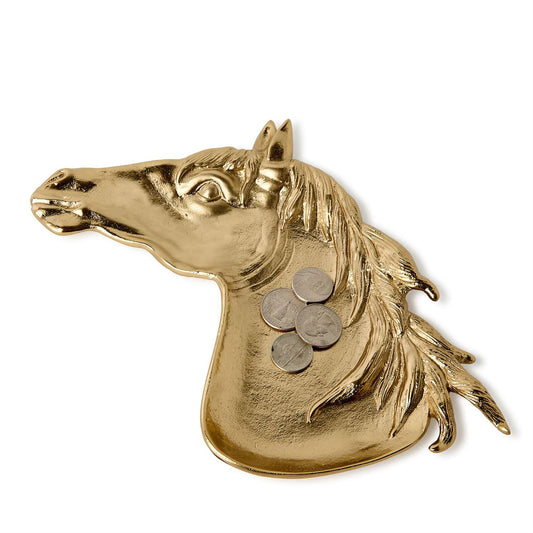 Derby Horse Trinket / Desk Tray in Antiqued Brass Finish