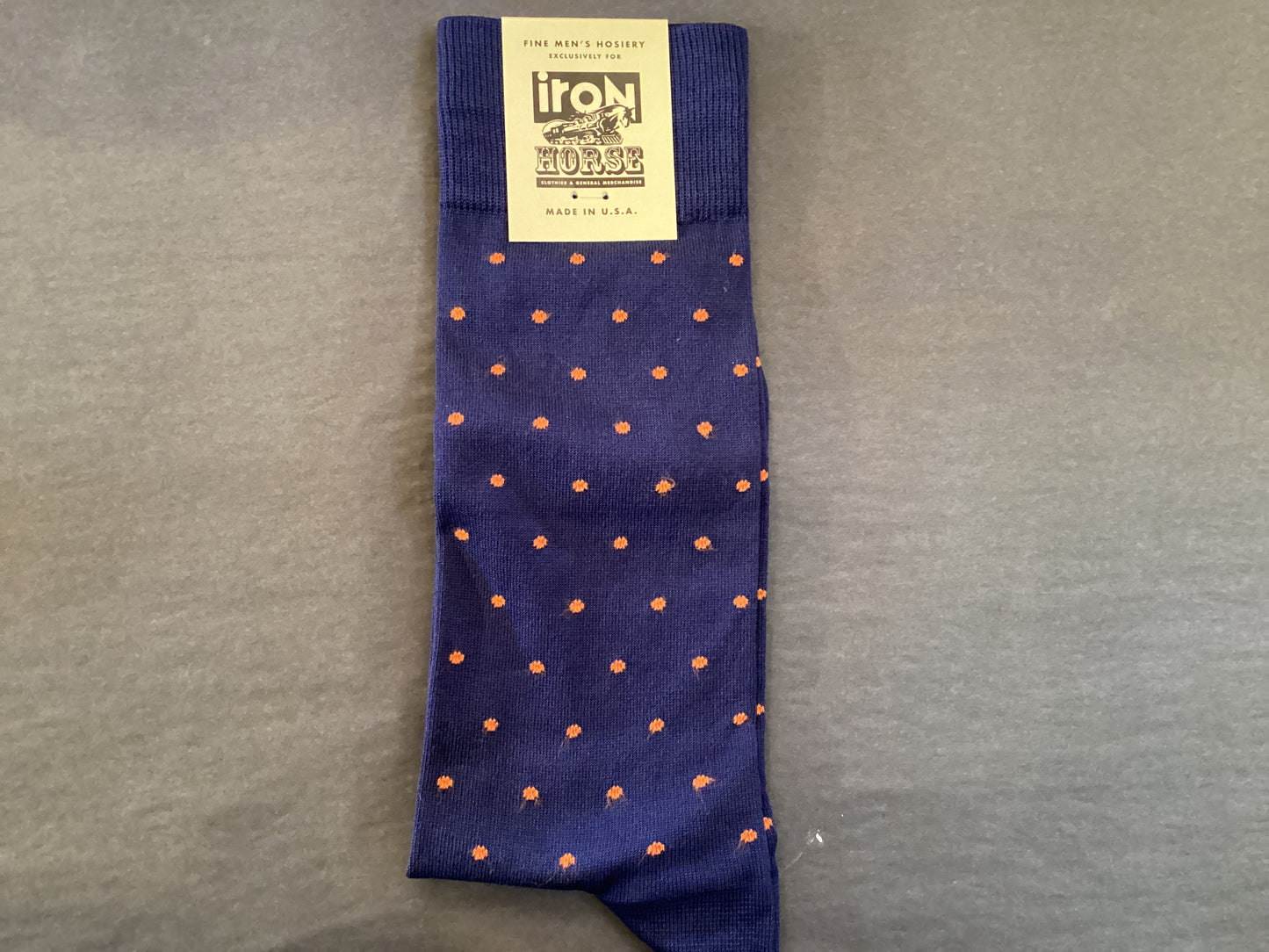 Navy With Orange Dot Socks