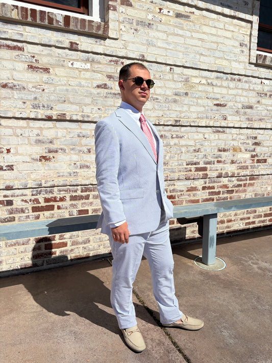 Giles & Jasper Blue Seersucker Suit