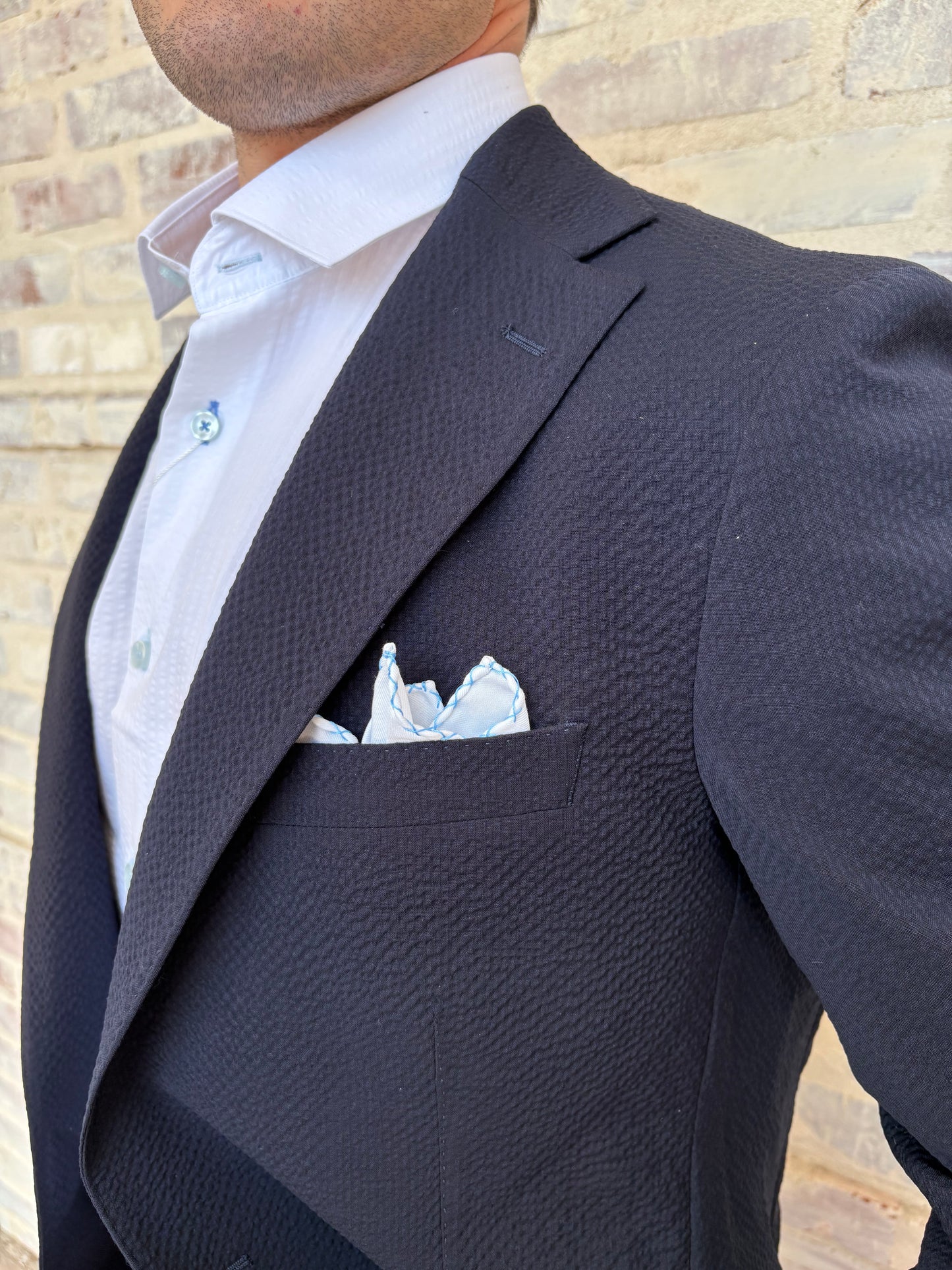 Barocci Navy Seersucker Suit