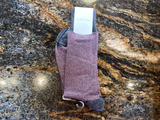 Mid Calf Pink Grey Stripe Sock