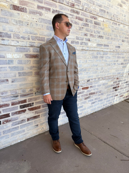 Giles & Jasper Copper/Blue Plaid Sport Coat