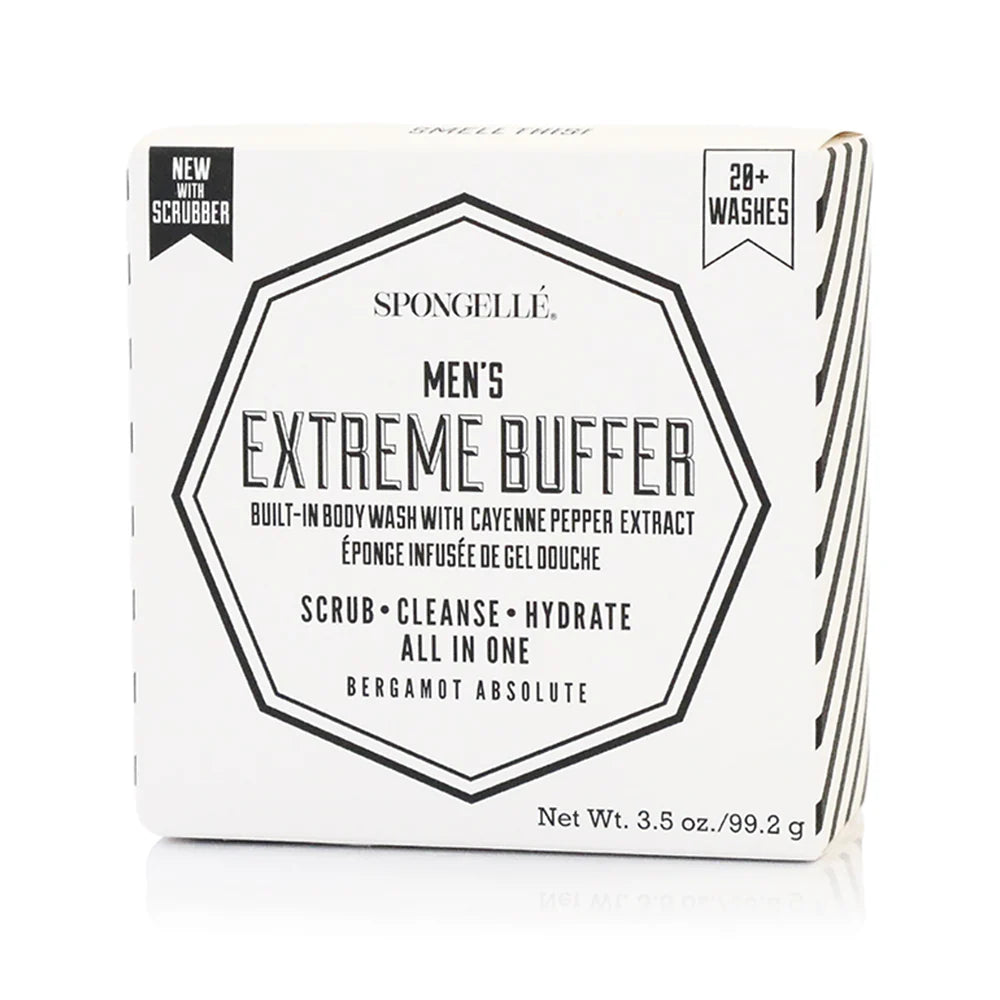 Men's Extreme Buffer with Black Scrubber - Bergamot Abolute 3.5 oz Spongelle