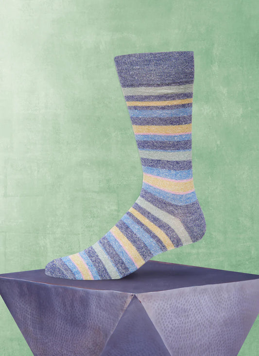 Supple Italian Linen Multi Stripe Sock