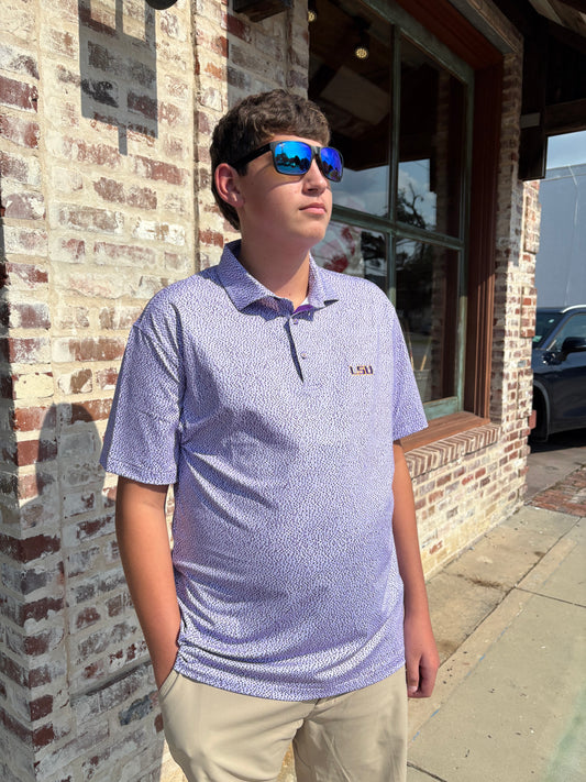 LSU Interlock Cheerdrop Polo - Lavender