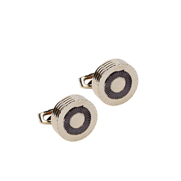 Gold Gun Metal Round Cufflinks