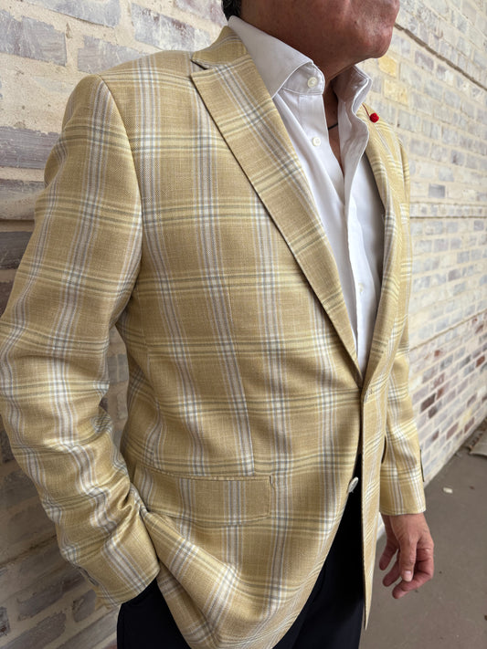 TailoRed Yellow/ White Check Sports Coat