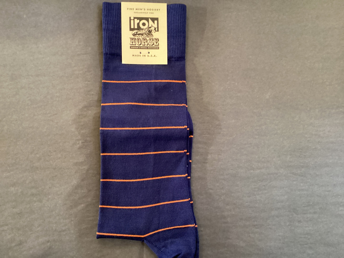 Navy With Orange Stripe Socks
