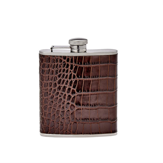 Crocodile Embossed Wrapped Flask
