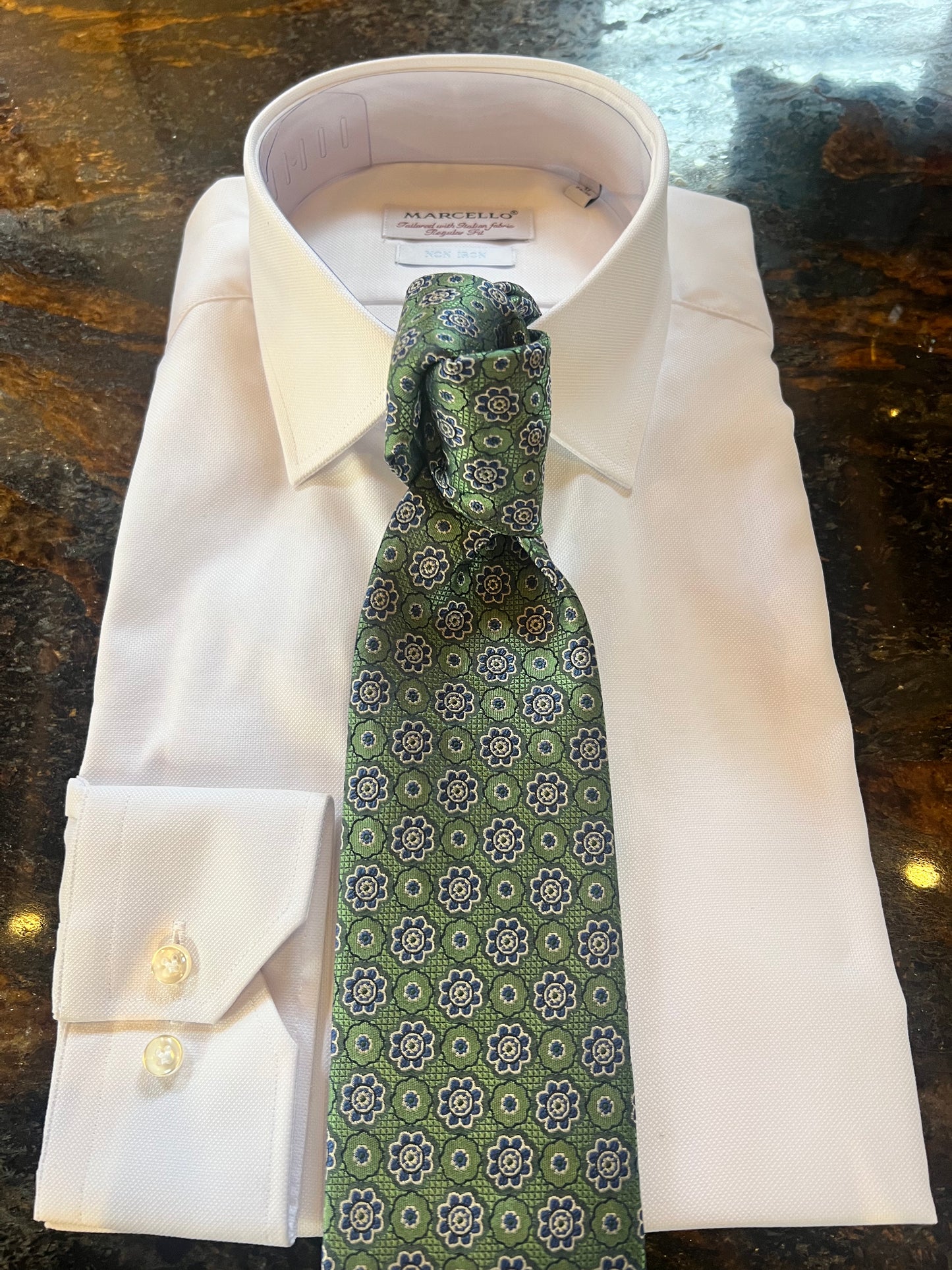 Bruno Piattelli Green and Blue Floral Silk Tie