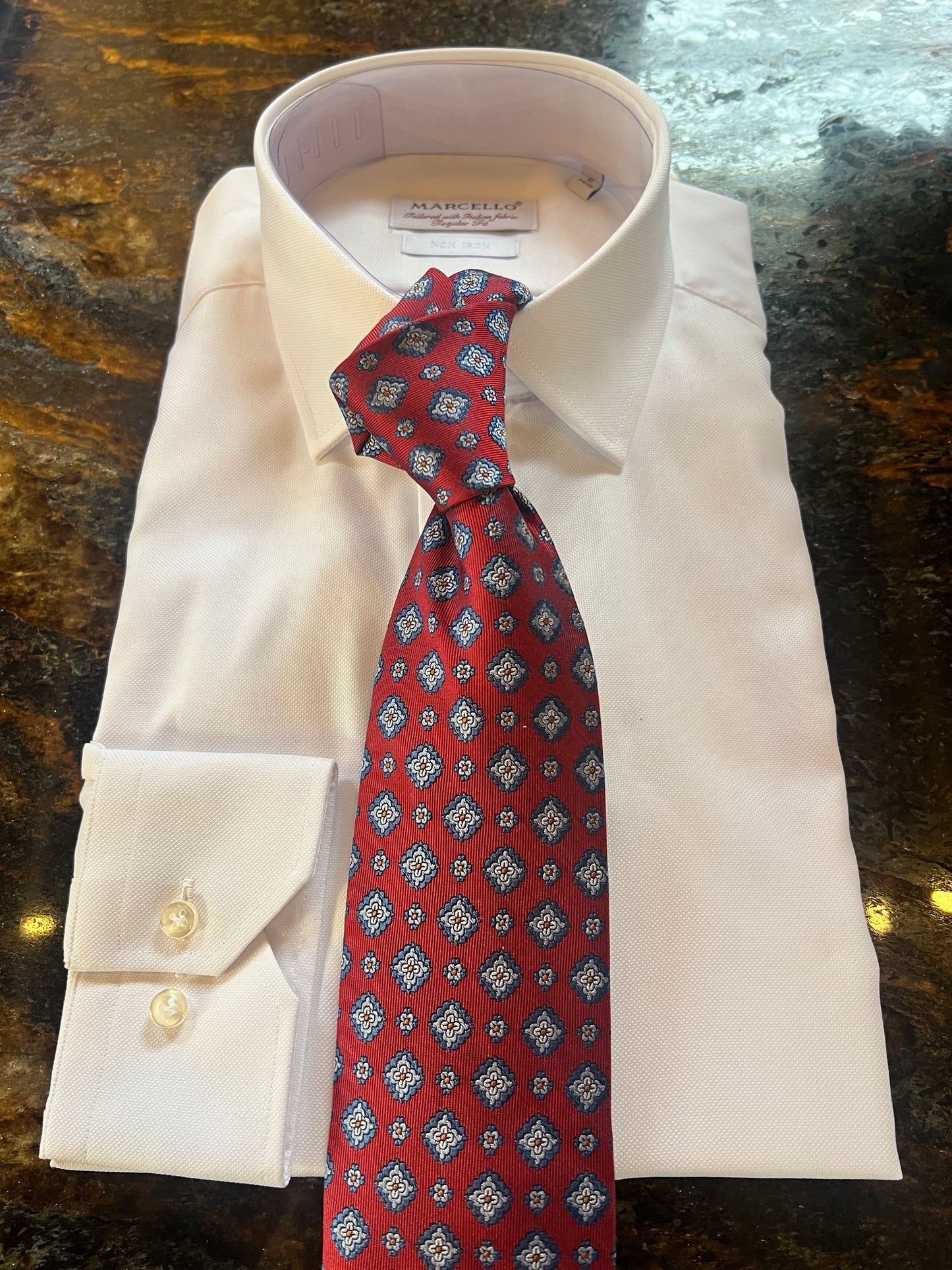 Bruno Piattelli Red and Blue Blooms Silk Tie