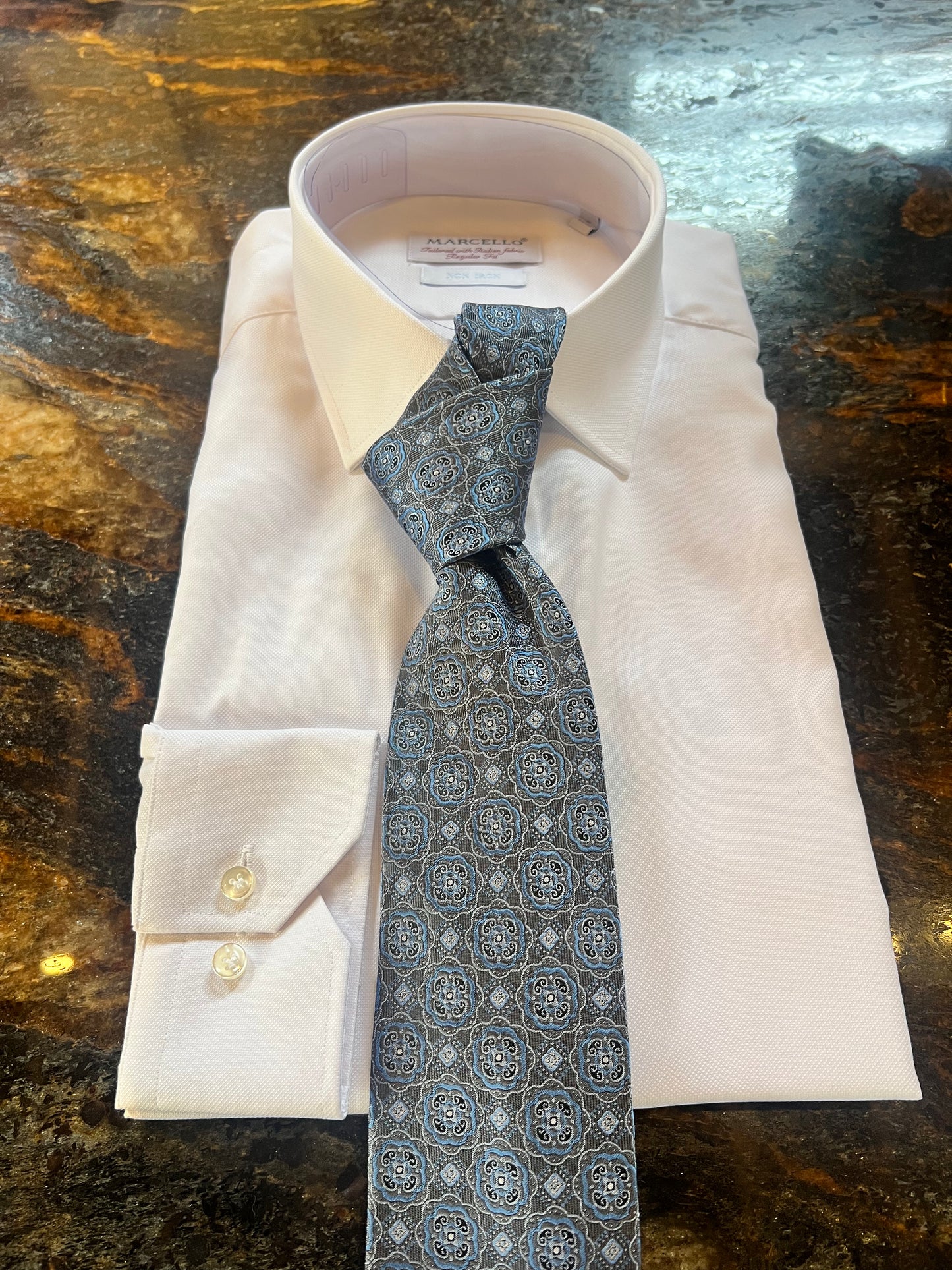 Bruno Piattelli Grey and Blue Silk Tie