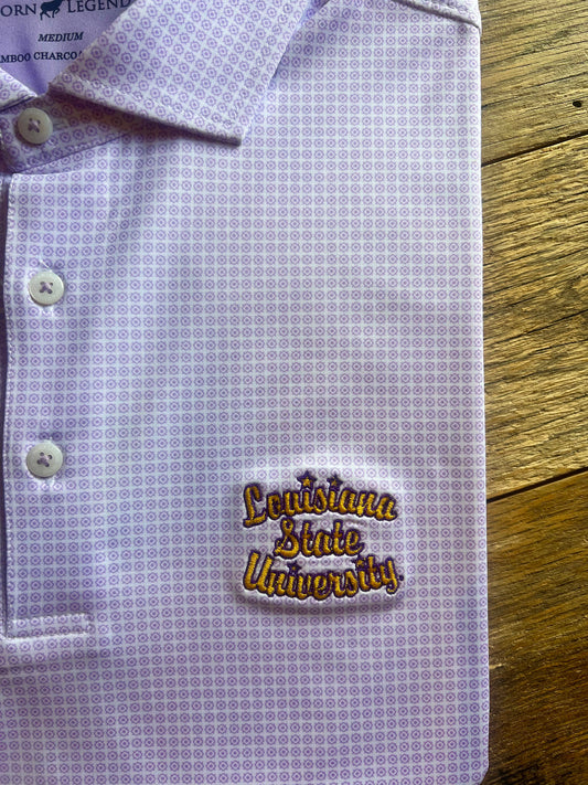 LSU Stars and Script Medallion Polo