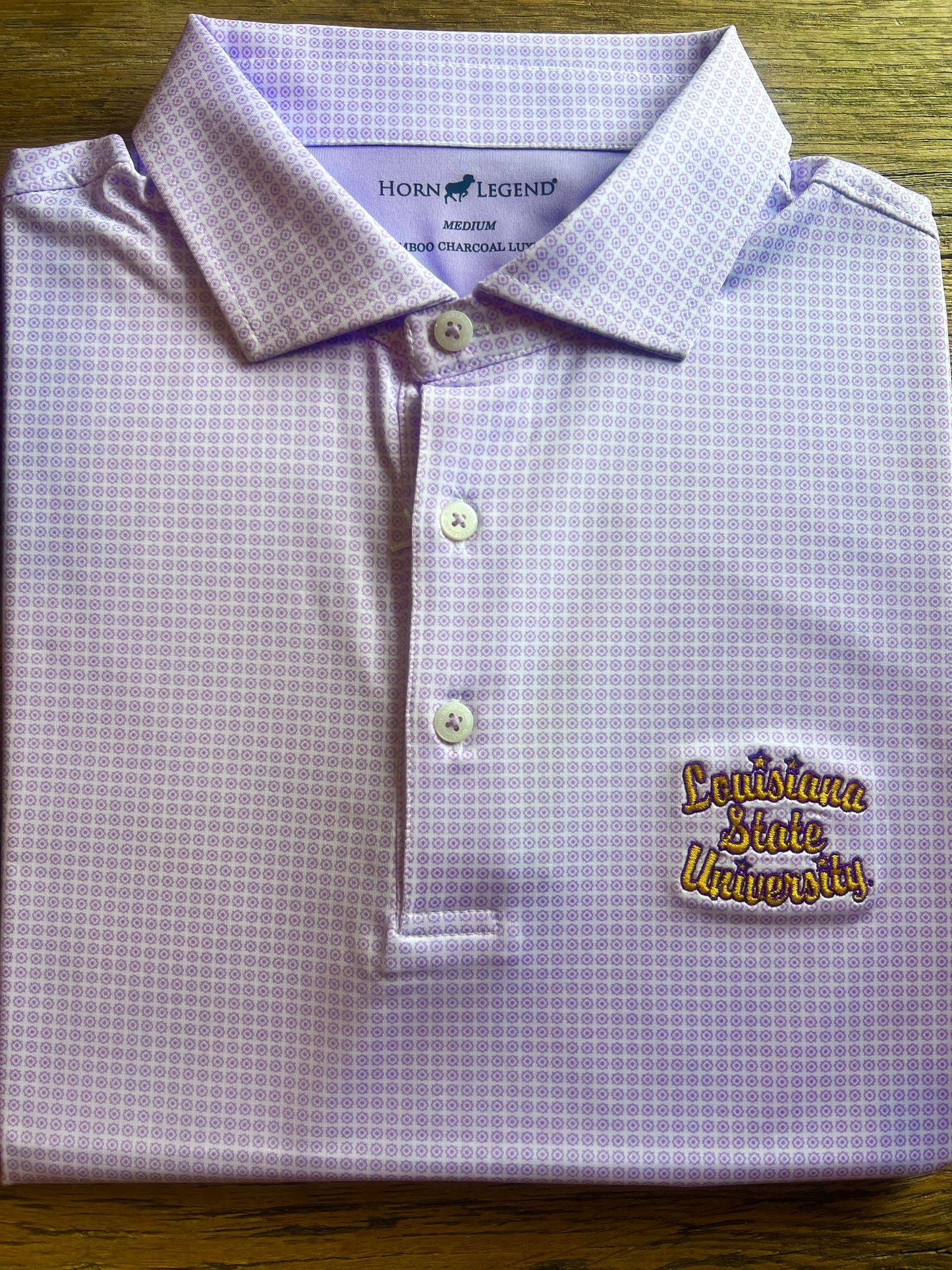 LSU Stars and Script Medallion Polo