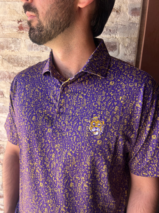 LSU Purple Pub Crawl Print Polo