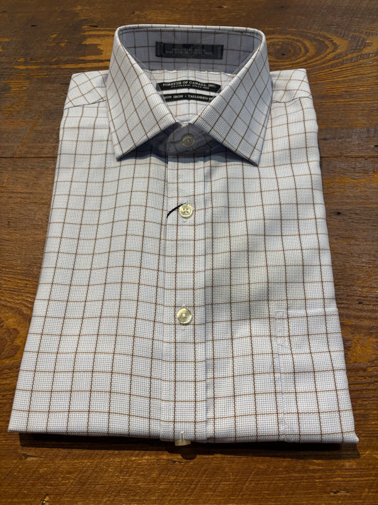 Windowpane Check Blue/Brown Dress Shirt