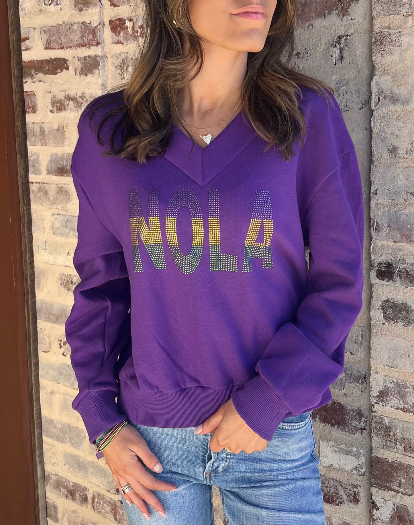 Women's NOLA V-Neck Scuba Sweatshirt