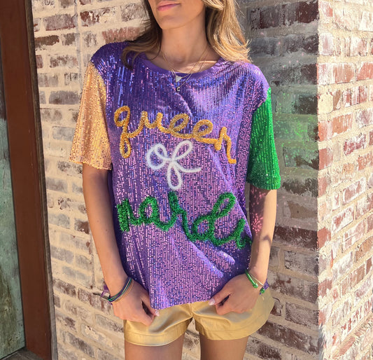 Queen of Mardi Sequin Tee