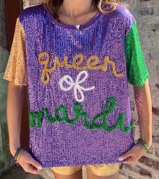 Queen of Mardi Sequin Tee