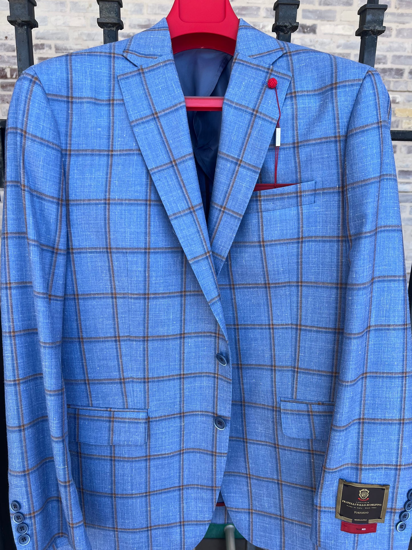 Gregory Blue/Peach Windowpane Sport Coat