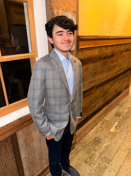 TailoRed Grey/ Brown and Blue Check