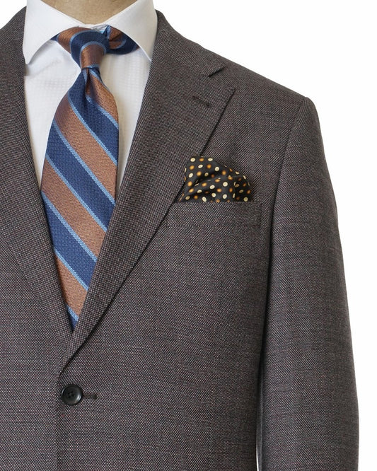 Grey and Burgundy Nailhead Suit — Grey and Brick/Red