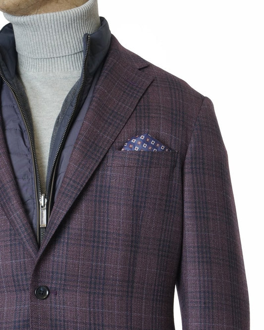 Burgundy Plaid Wool Sport Coat
