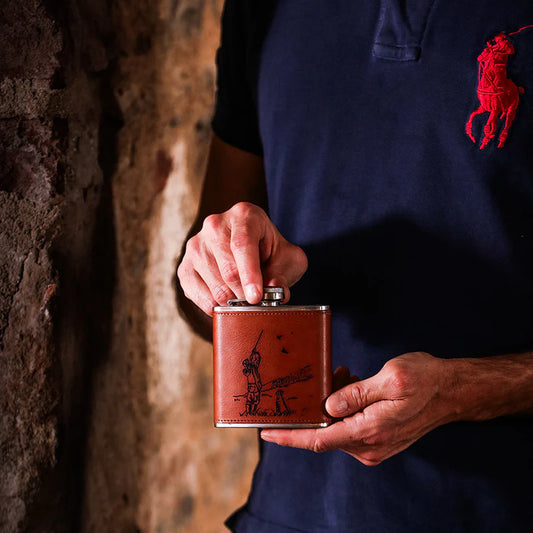 Leather Hip Flask Shooting