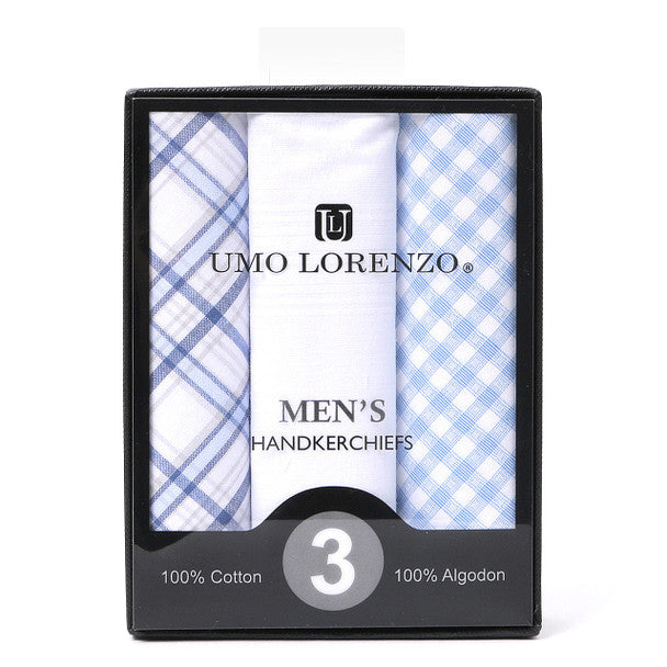 Men's Boxed Fancy Cotton Handkerchiefs 3 Pc Set