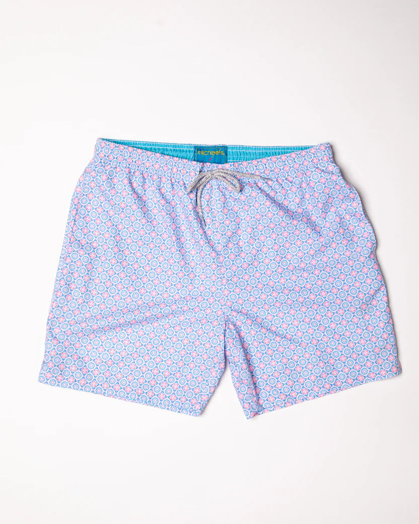 Medallion Pink Swim Trunk