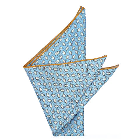 Mini Oyster Pocket Square - Gulf Blue