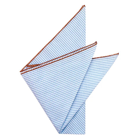 Seersucker Pocket Square - Gulf Blue