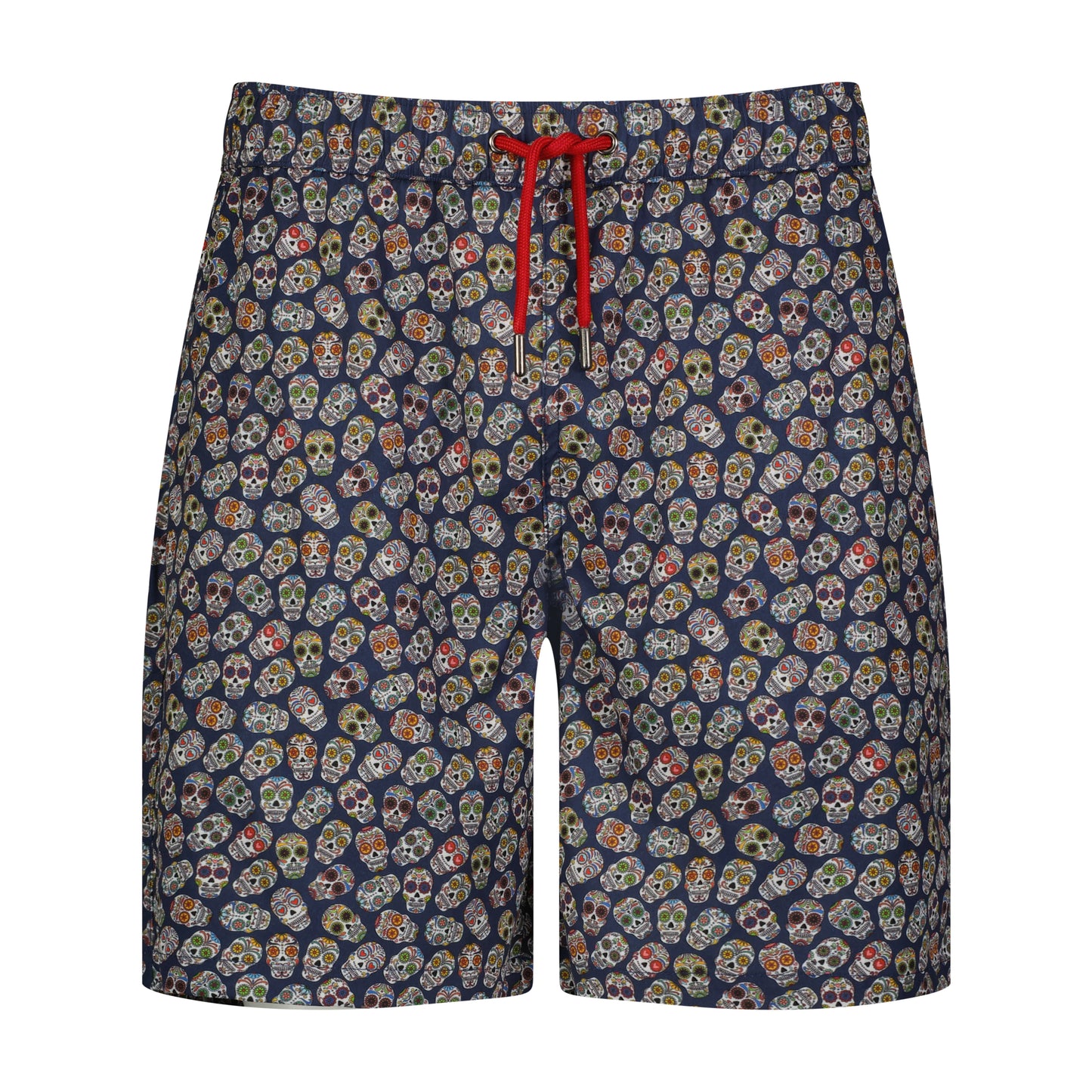 Navy Skull Flower Swim Trunks