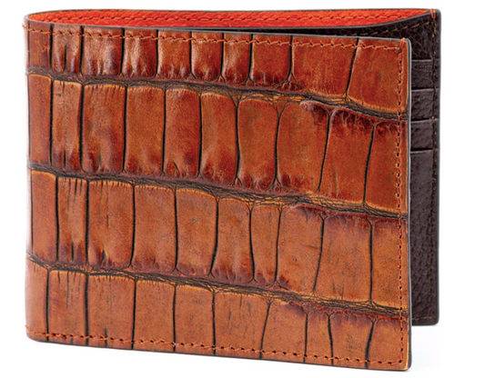 Anthony Alligator Grain Leather Billfold - Chestnut