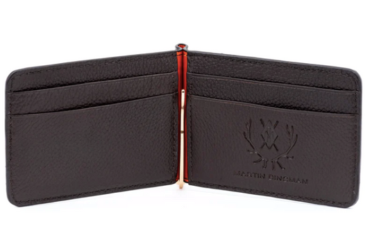 Anthony Alligator Grain Leather Credit Card Money Clip - Chestnut