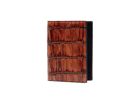 Anthony Alligator Grain Leather ID Wallet - Chestnut