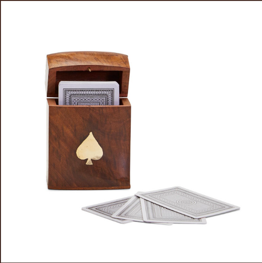 Wood Crafted Playing Card Set in Wooden Box