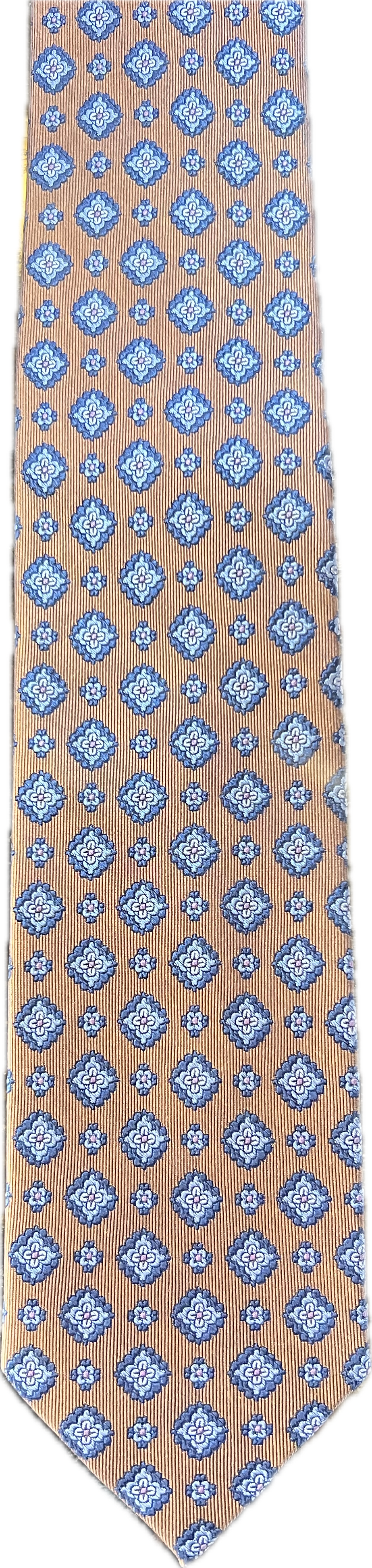 Bruno Piattelli Bronze and Blue Blooms Silk Tie