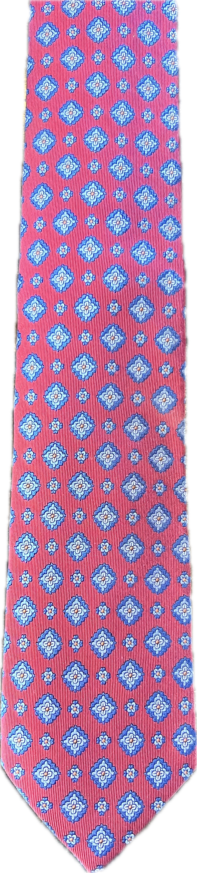 Bruno Piattelli Red and Blue Blooms Silk Tie