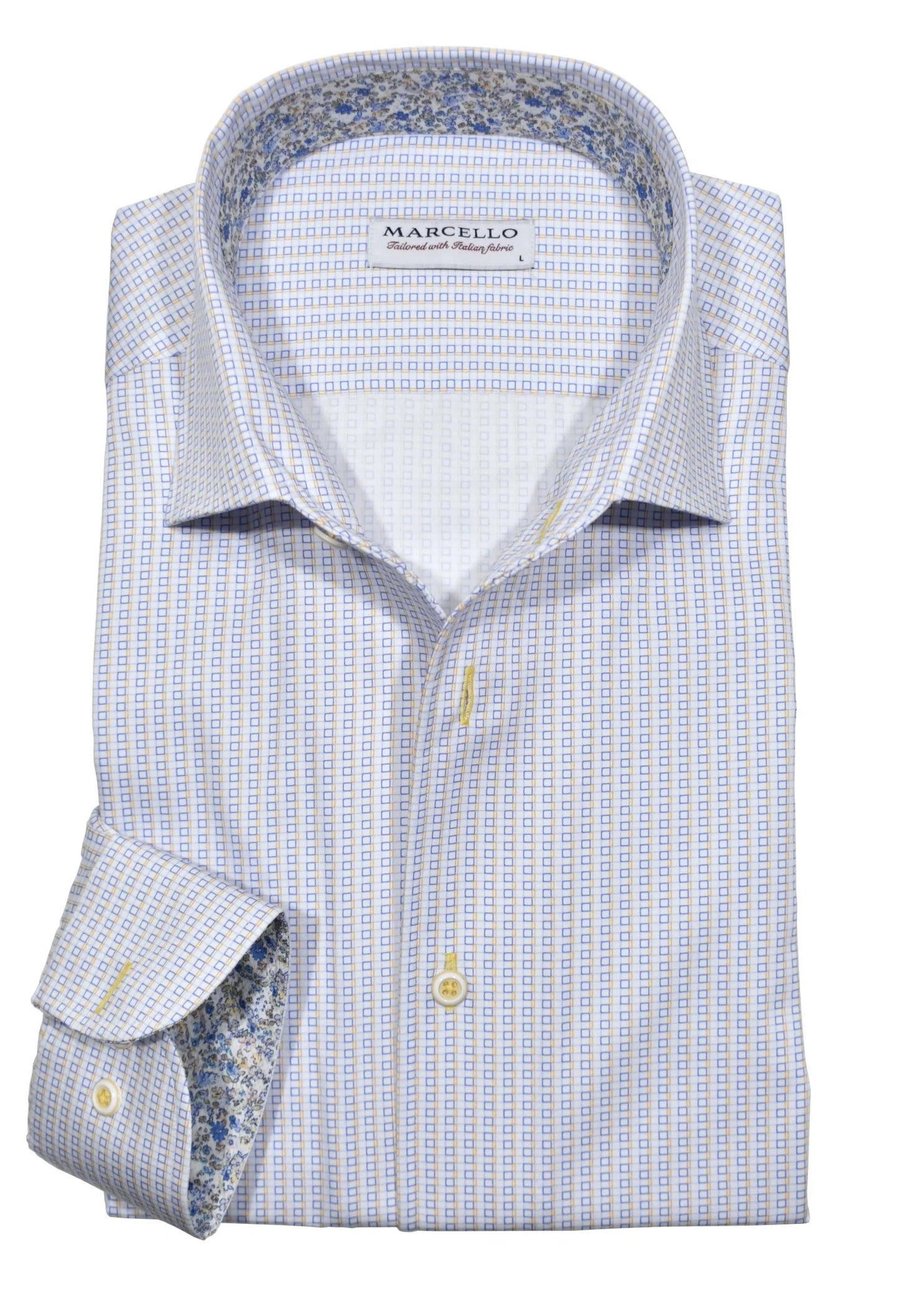 Blue/Gold Boxes Marcello Sport Shirt
