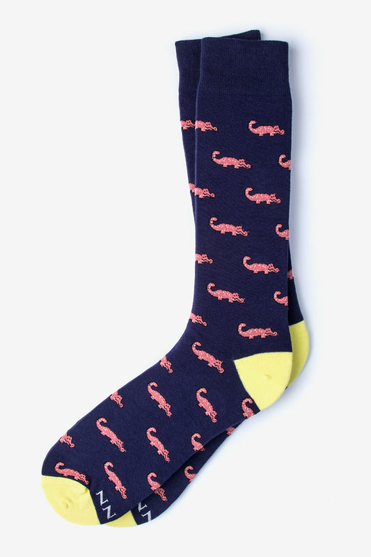 Oh Snap! Alligator Navy Sock